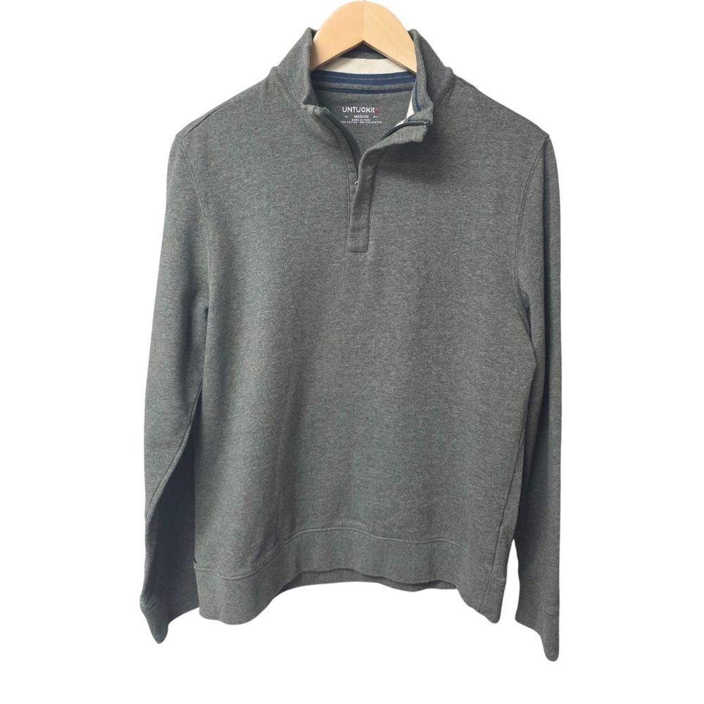 UNTUCKit Corral Quarter Zip Pullover Men Size Medium Cotton Blend Sweatshirt EUC